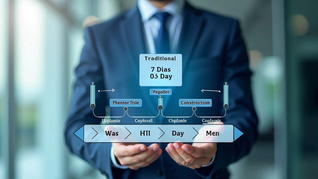 Timeline diagram showing traditional reporting cycle versus NLG-automated cycle with days marked
